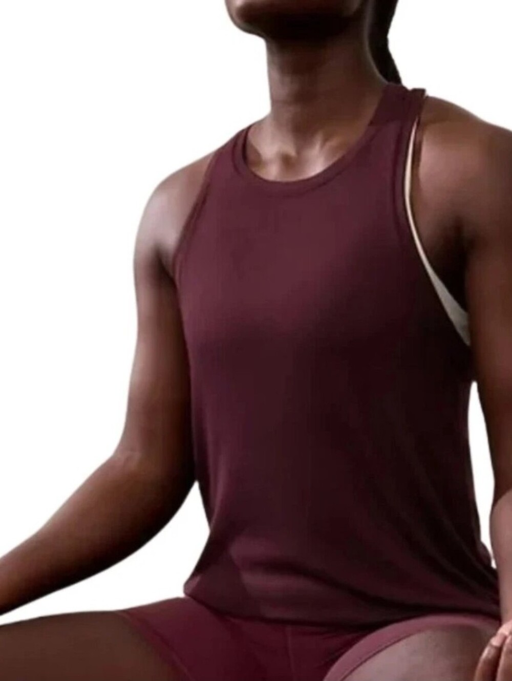 ATHLETA Ease In Ribbed Tank Burgundy Size Small Gym Workout Yoga Soft Comfort